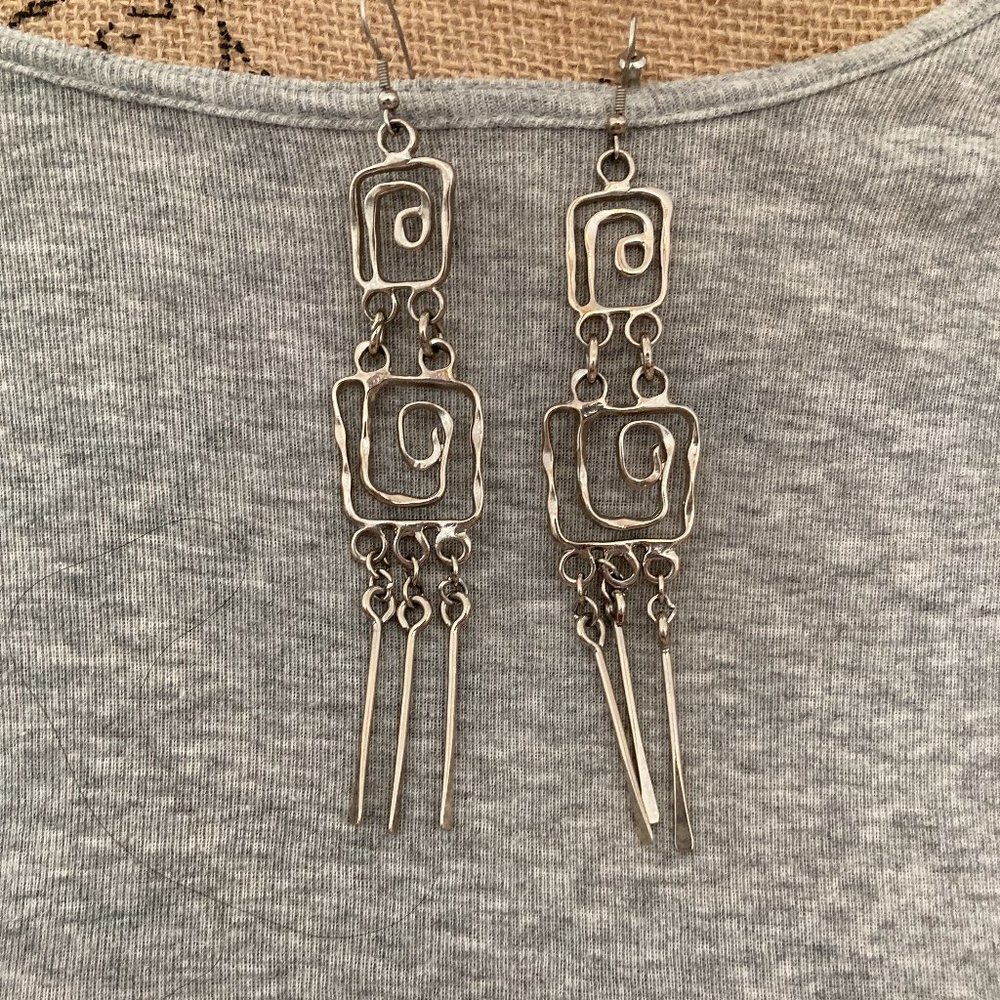 Stainless Steel Geometric Abstract Dangle Earrings